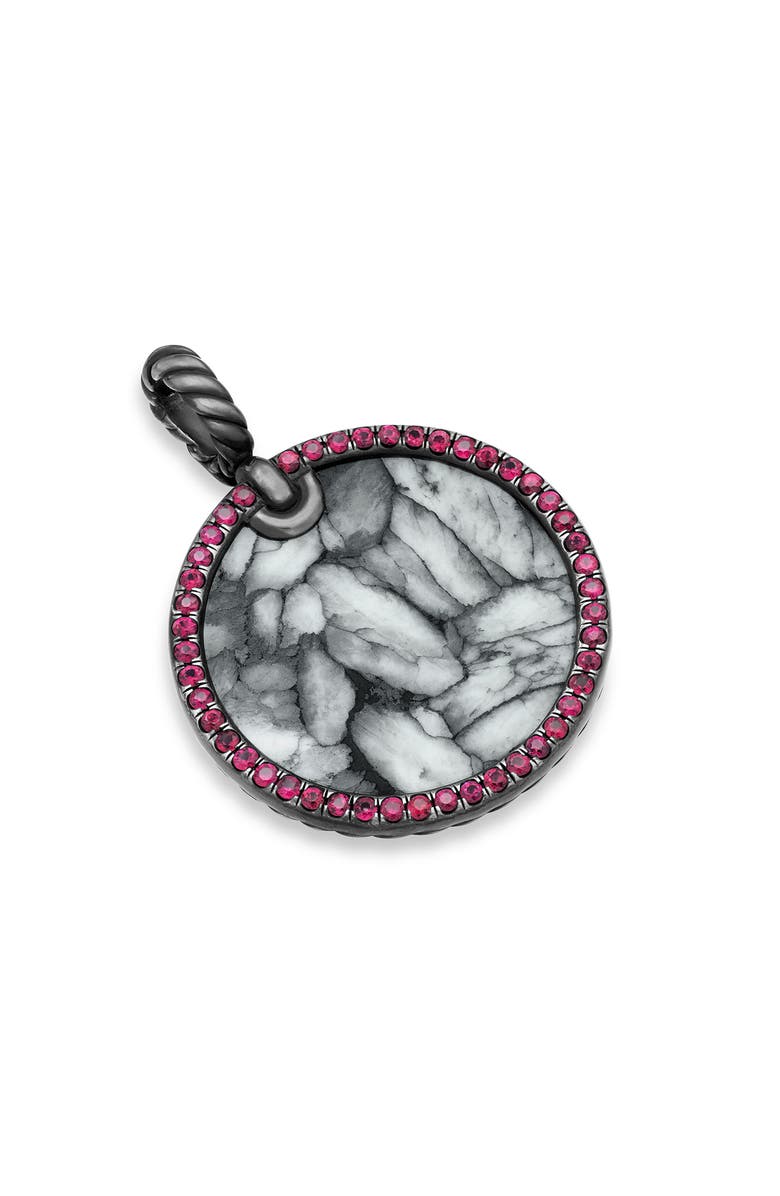 David Yurman Elements Artist Series Blackened Silver, Pinolith & Pavé Ruby Disc Pendant, Alternate, color, Pinolith/ Silver