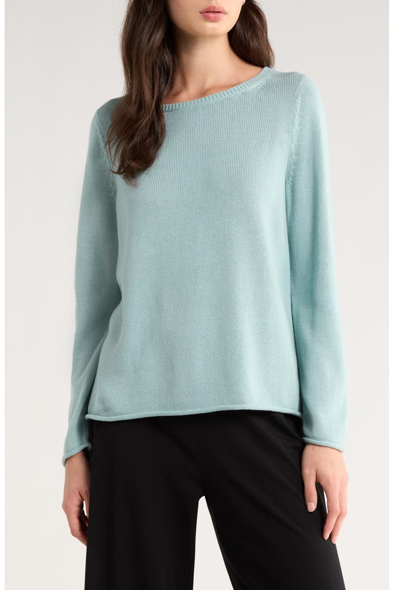 Bateau Neck Cotton Blend Sweater, Main, color, ARCTIC BLUE