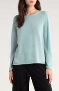 Eileen Fisher Bateau Neck Cotton Blend Sweater