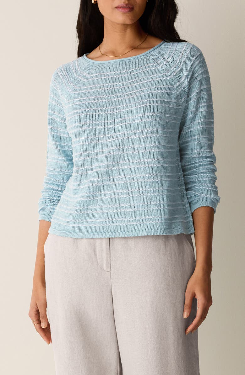 Eileen Fisher Bateau Neck Stripe Sweater, Main, color, Breeze