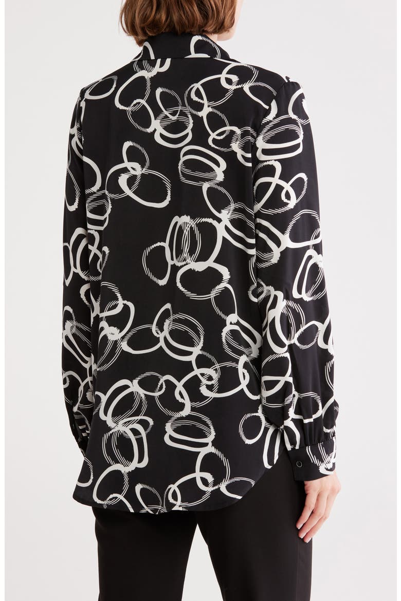 Oversize Colorblock Button-Up Shirt, Alternate, color, BLACK