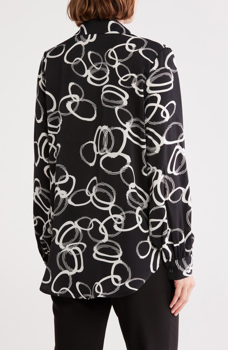 PATRIZIA LUCA Oversize Colorblock Button-Up Shirt, Alternate, color, Black