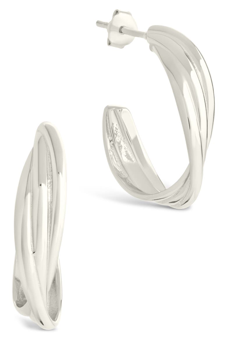 Monique Twisted Hoop Earrings, Main, color, SILVER