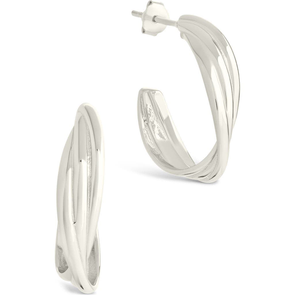 Sterling Forever Monique Twisted Hoop Earrings In Metallic