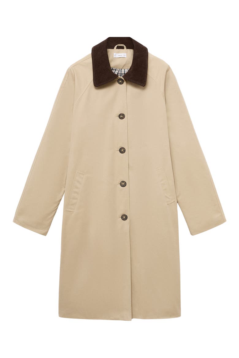 Corduroy Collar Trench Coat, Main, color, ECRU