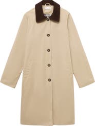 MANGO TEEN Corduroy Collar Trench Coat