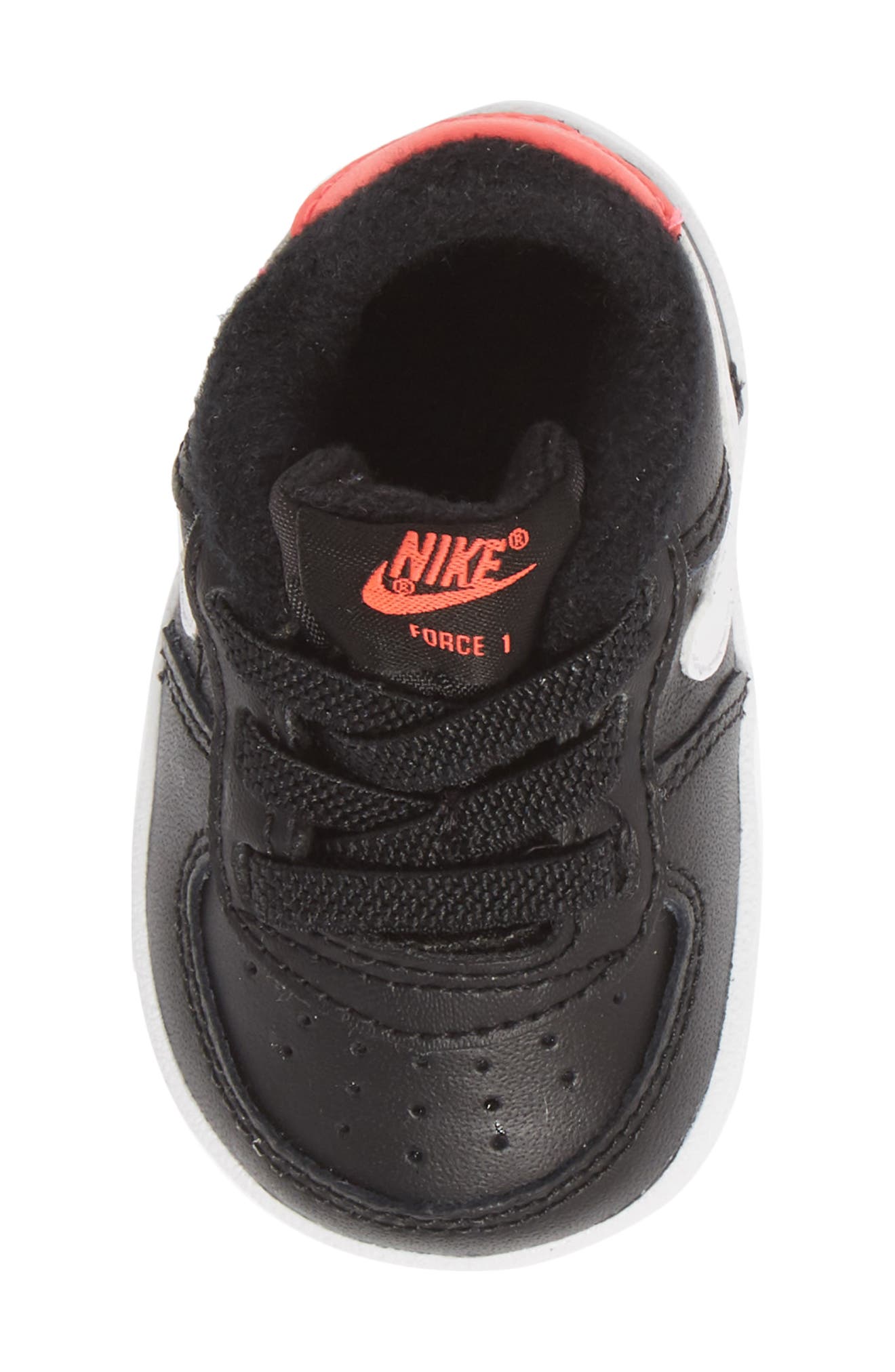 Force 1 Crib Shoe, Alternate, color, BLACK/ WHITE/ FLASH CRIMSON