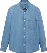 MANGO Cotton Denim Button-Down Shirt