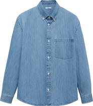MANGO Cotton Denim Button-Down Shirt