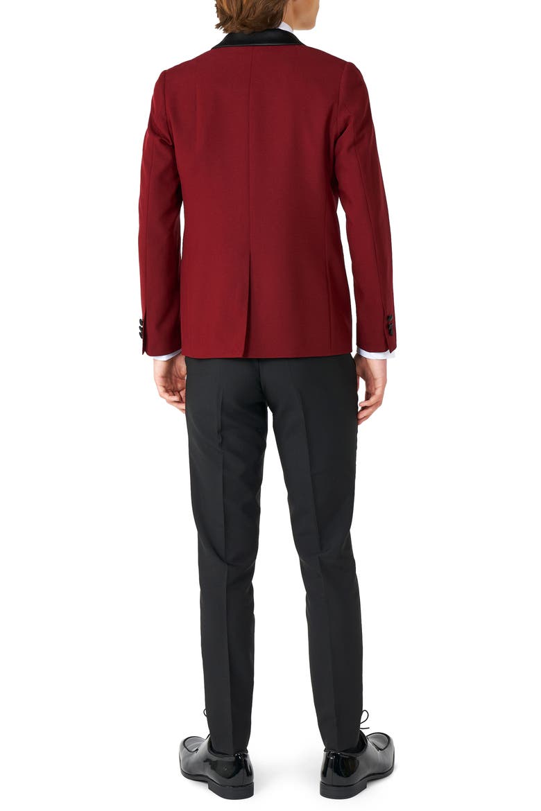 Kids' Hot Burgundy Two-Piece Tuxedo & Bow Tie Set, Alternate, color, RED