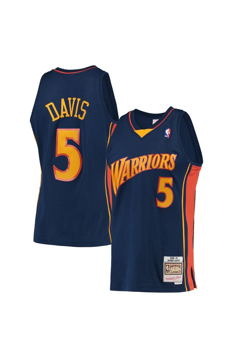 Mitchell & Ness Men's Mitchell & Ness Baron Davis Navy Golden State Warriors 2006/07 Hardwood Classics Swingman Jersey, Main, color, 