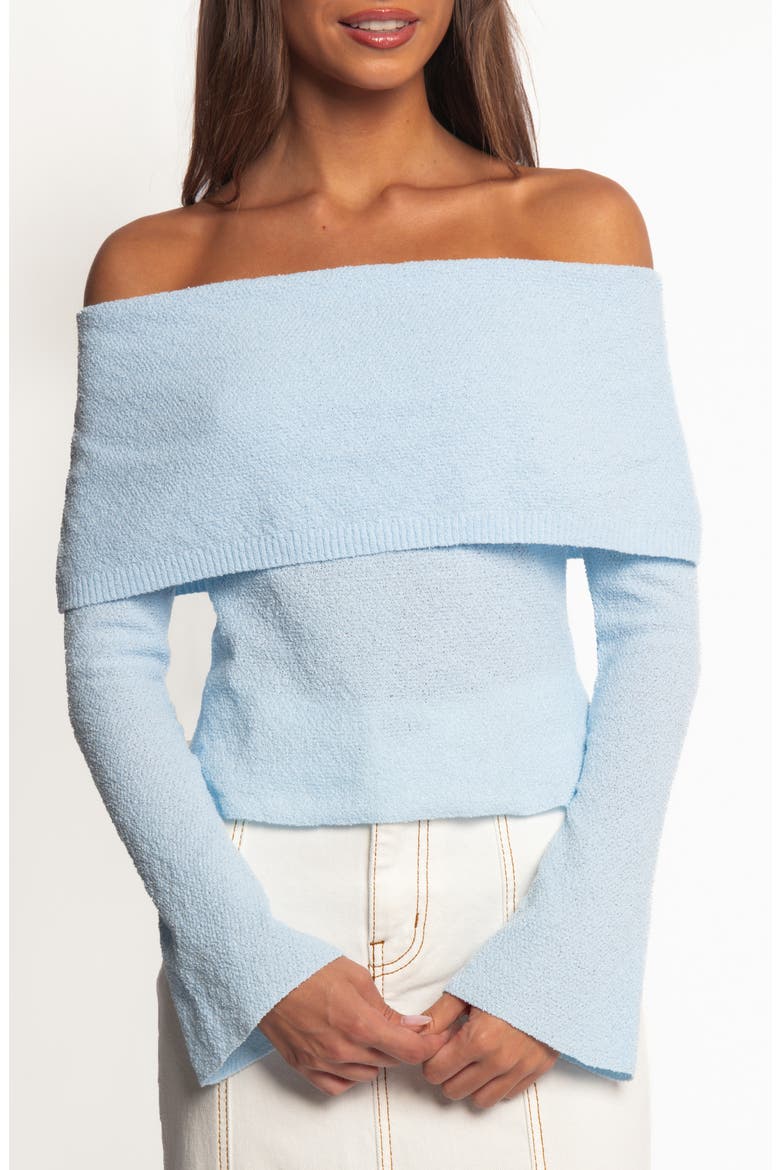 Rory Off the Shoulder Knit Top, Main, color, PALE BLUE