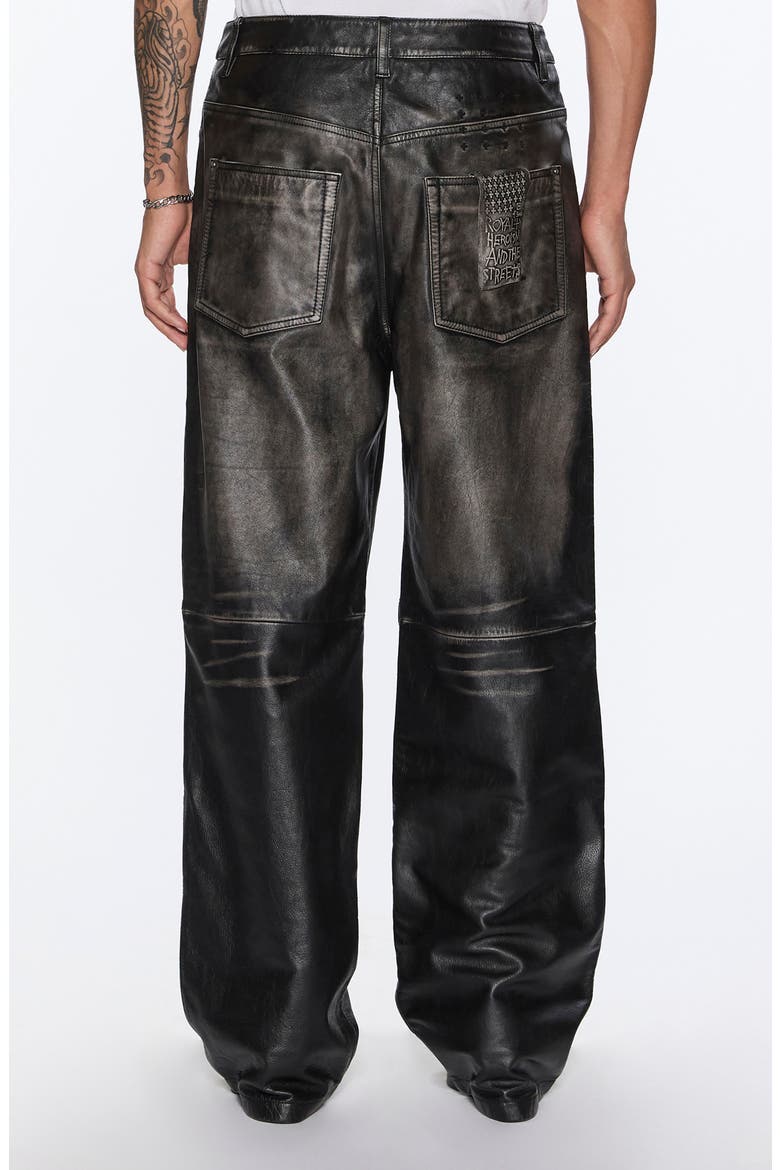 Blackjack Maxx High Waist Relaxed Wide Leg Leather Jeans, Alternate, color, BLACK