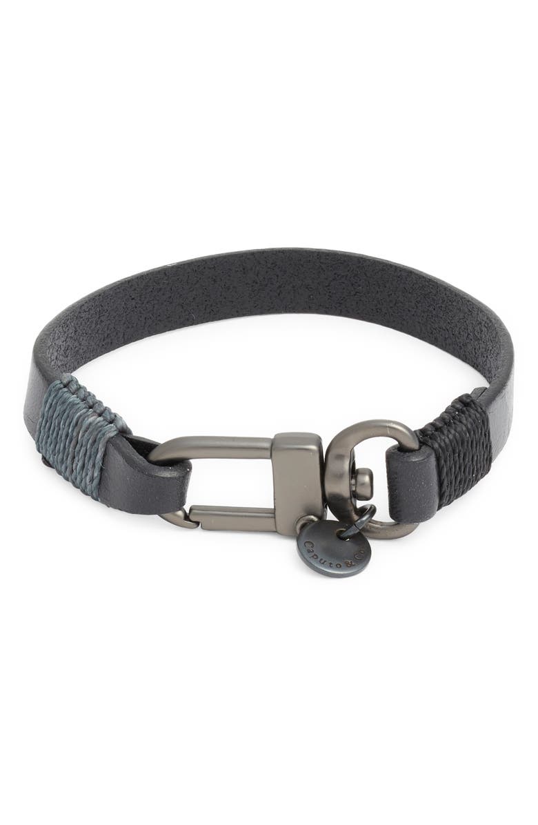 Caputo & Co. Leather Bracelet, Main, color, Black