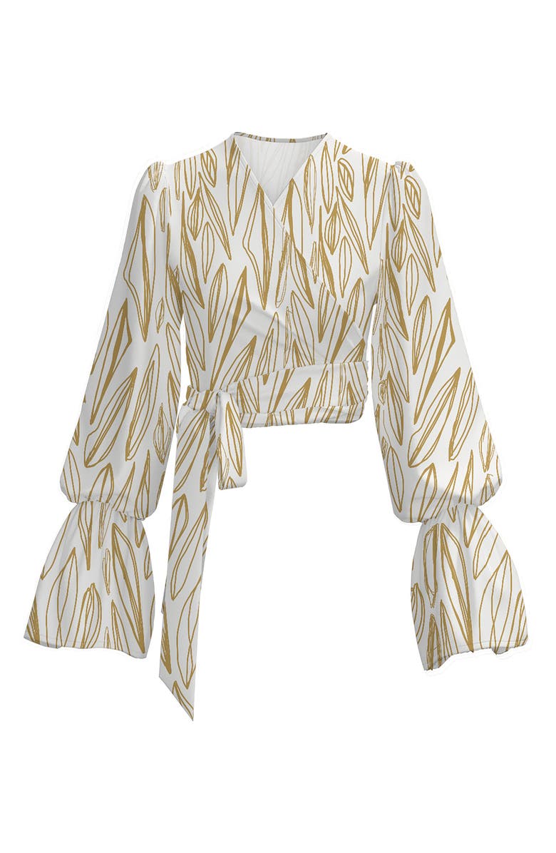 DIARRABLU Aja Fiore Leaf Print Surplice Top, Main, color,