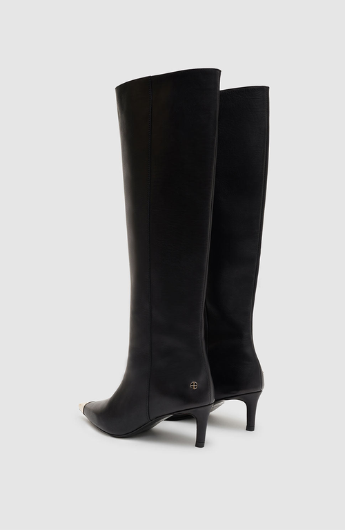 Anine Bing Nina Metal Toe Cap Tall Boots In Black