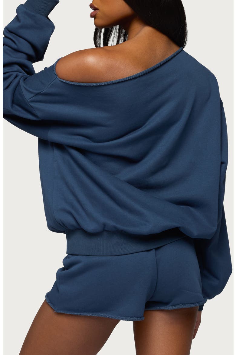 Juana One-Shoulder Sweatshirt, Alternate, color, NAVY