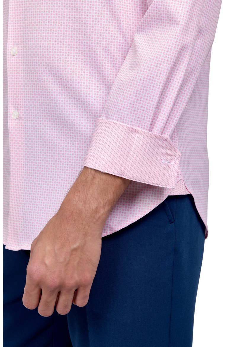Slim Fit Flower Geo Print Recycled Performance Stretch Dress Shirt, Alternate, color, WHITE/ PINK