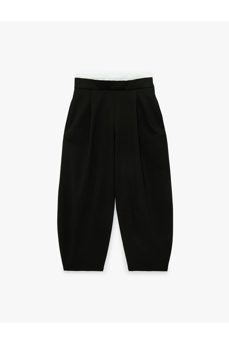 High Rise Pleated Barrel Trousers, Alternate, color, BLACK