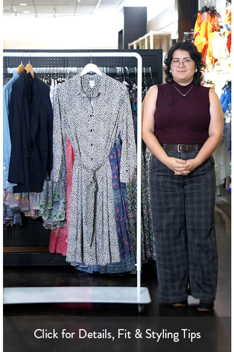 Spotted Around Long Sleeve Midi Shirtdress video