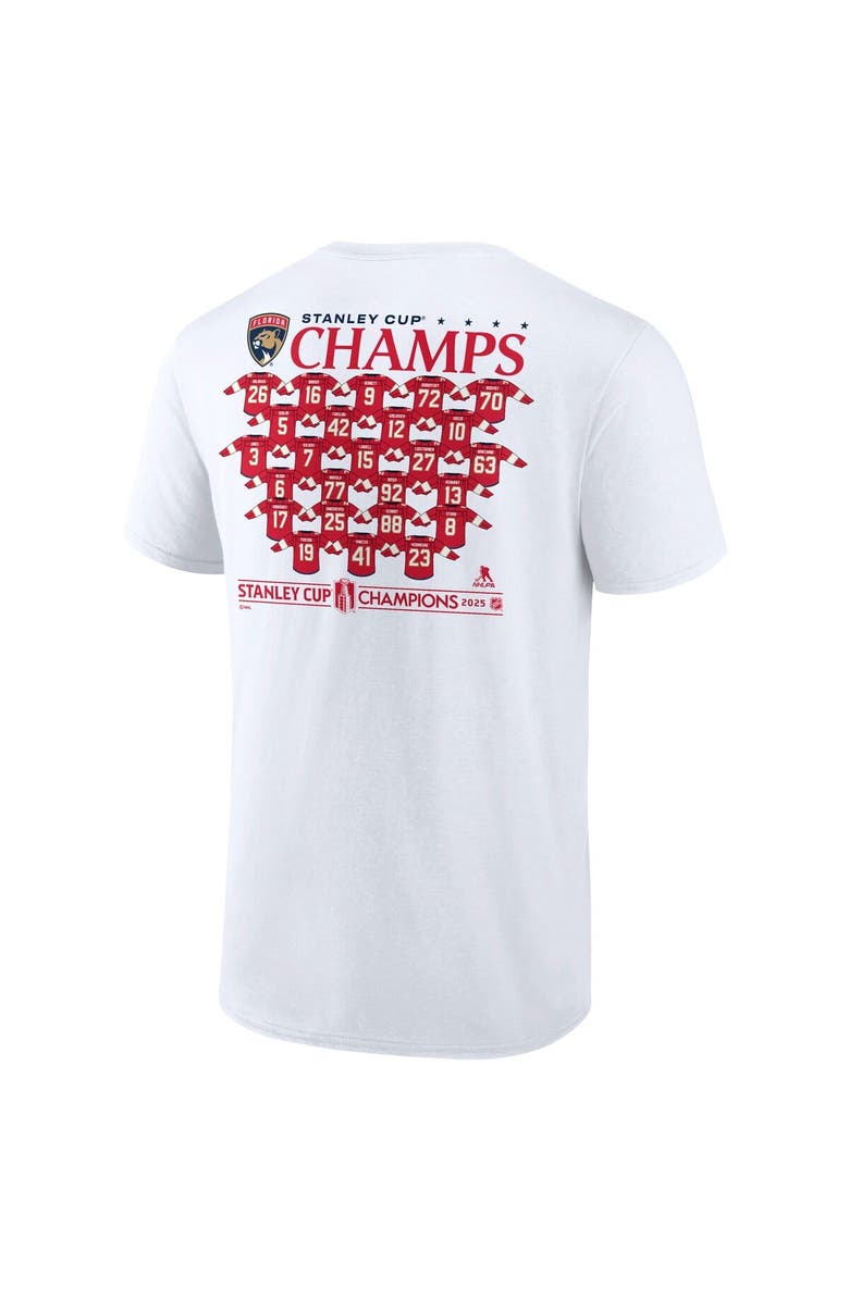 FANATICS Men's Fanatics White Florida Panthers 2025 Stanley Cup Champions Jersey Roster T-Shirt, Alternate, color, White