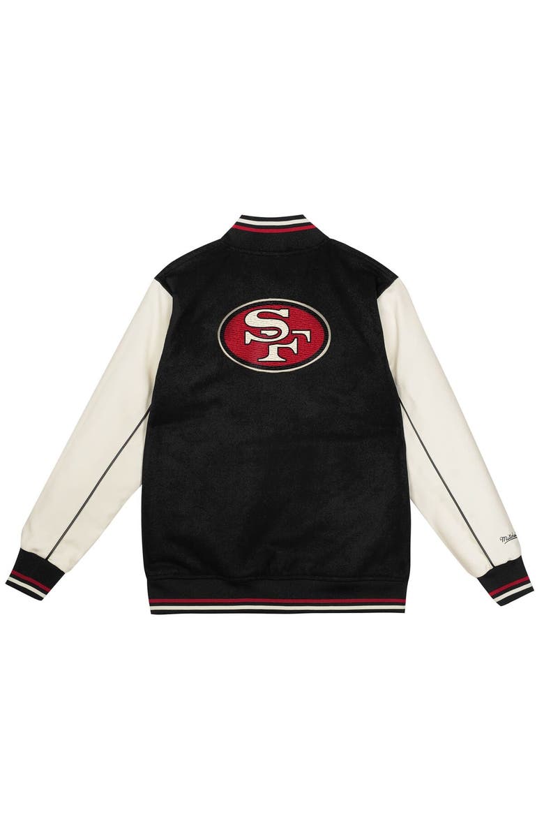 Mitchell 
Ness Youth Mitchell 
Ness Black/Cream San Francisco 49ers Full-Snap Varsity Jacket, Alternate, color, Black