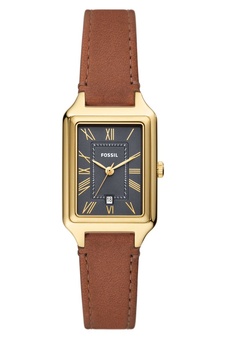 Raquel Leather Strap Watch, 23mm, Main, color, BROWN