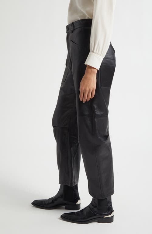 Nili Lotan Shon Barrel Leg Leather Pants In Brown