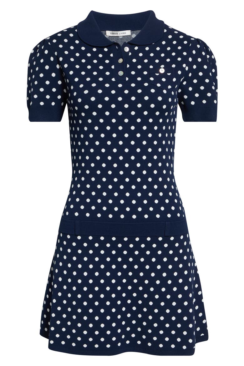 Tumi Polka Dot Polo Sweater Dress, Alternate, color, NAVY MULTI