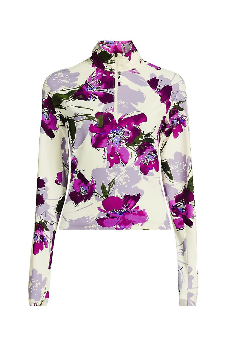 Lands' End Long Sleeve Rash Guard Cover-up UPF 50, Alternate, color, White