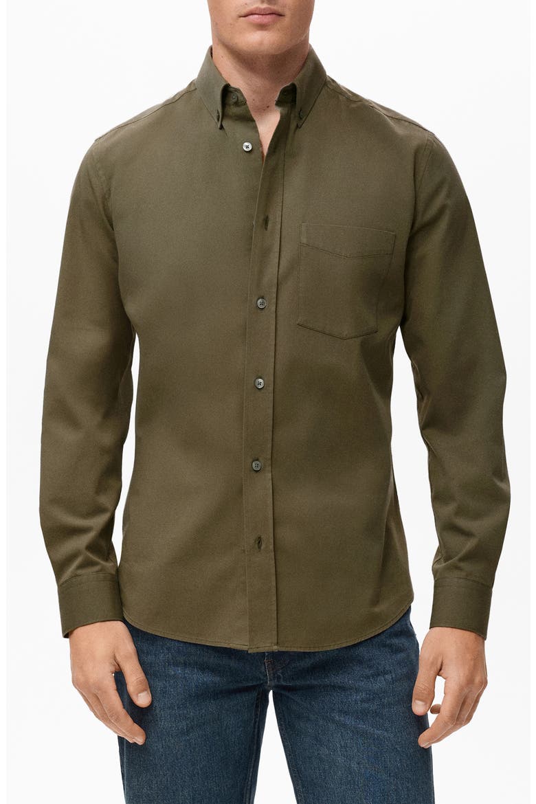 Regular Fit Button Down Shirt, Main, color, MEDIUM BROWN