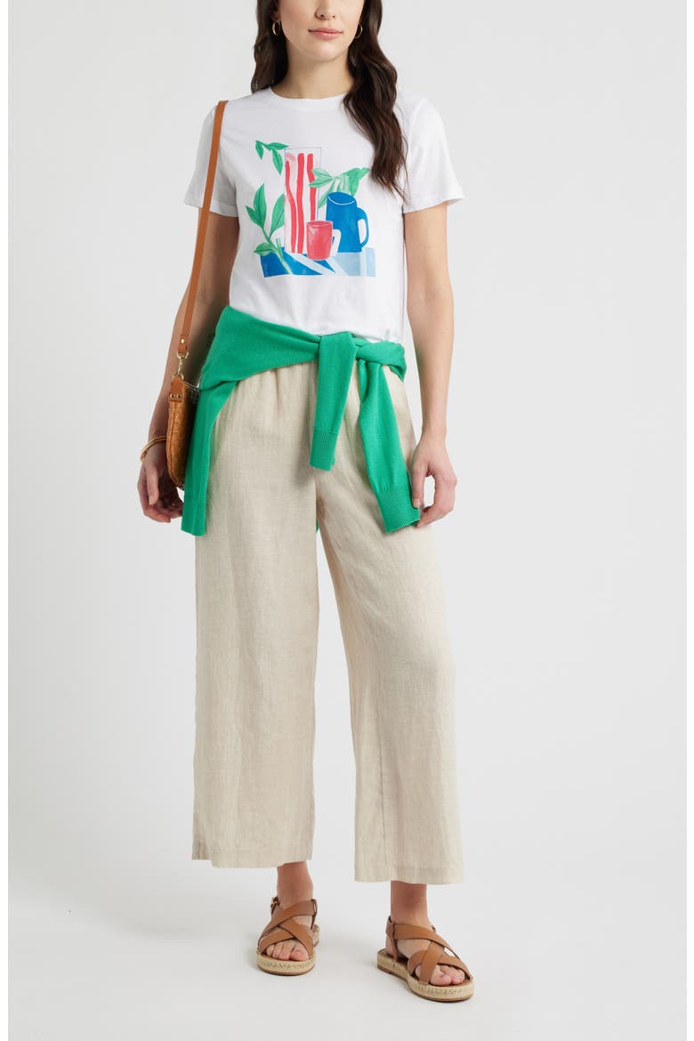 Wide Leg Crop Linen Pants, Alternate, color, FLAX