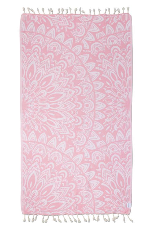 InfuseZen Mandala Organic Turkish Towel in Light Pink 