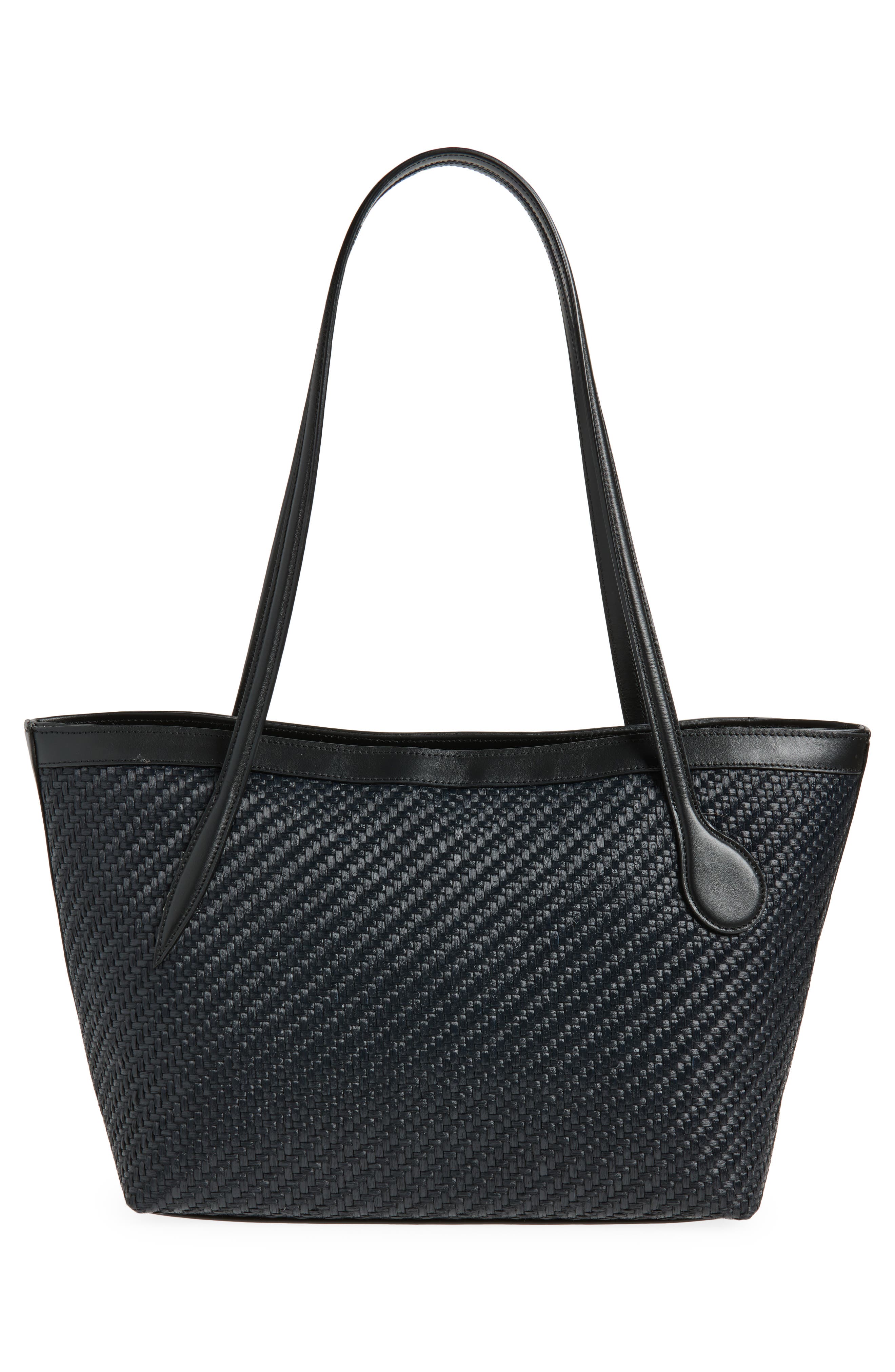 LIFFNER Midi Sprout Woven Leather Tote, Alternate, color, Black