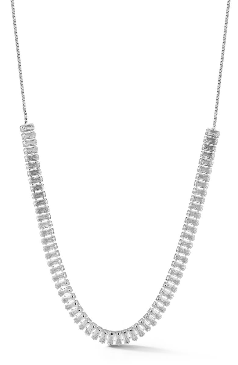 CHLOE AND MADISON Cubic Zirconia Necklace, Main, color, Silver