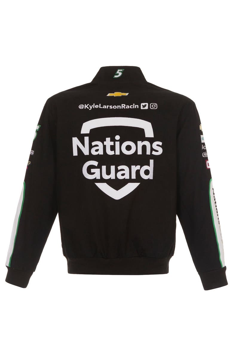 JH DESIGN Men's JH Design Black Kyle Larson Nations Guard Twill Uniform Full-Snap Jacket, Alternate, color, Black