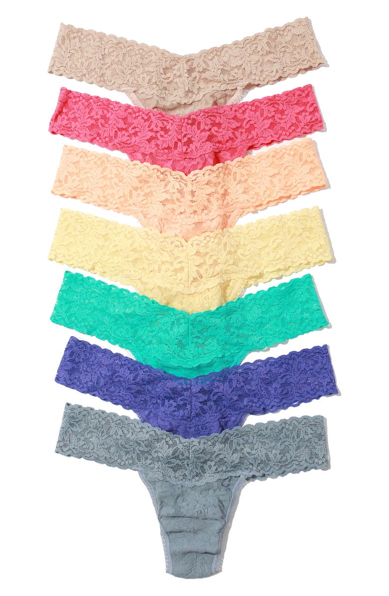Hanky Panky Assorted 7-Pack Lace Low Rise Thongs, Main, color,