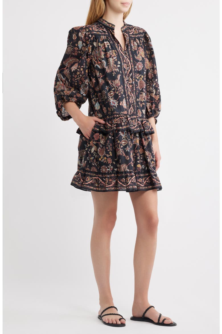 Emily Organic Cotton Minidress, Alternate, color, BOIS PRINT