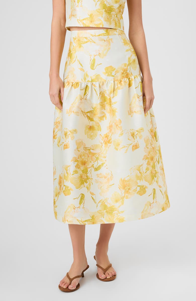 French Connection Sophie Floral Structured Taffeta Midi Skirt, Main, color, 