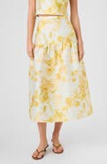 French Connection Sophie Floral Structured Taffeta Midi Skirt