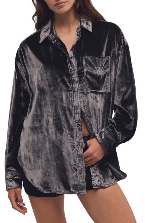 Lexi Velvet Button Down Shirt