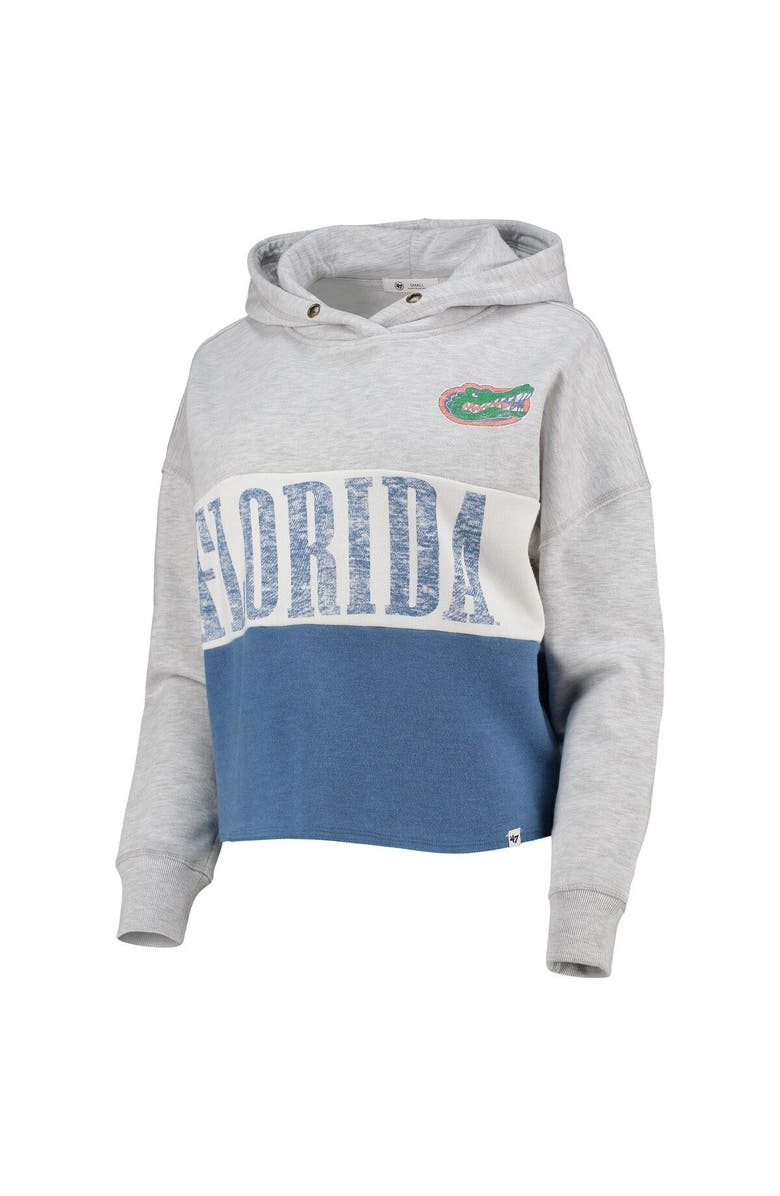 '47 Women's '47 Heathered Gray/Heathered Royal Florida Gators Lizzy Colorblocked Cropped Pullover Hoodie, Alternate, color, Heather Gray