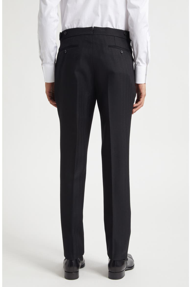 Flat Front Wool Herringbone Trousers, Alternate, color, NAA BLACK