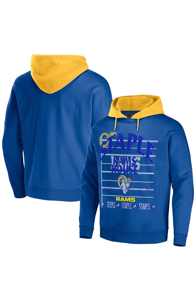 STAPLE Men's NFL x Staple Navy Los Angeles Rams Throwback Vintage Wash Pullover Hoodie, Main, color, Navy
