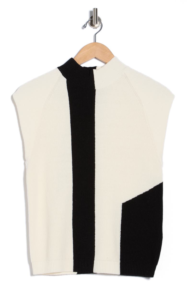 DKNY Colorblock Sweater, Alternate, color, Ivory/ Black