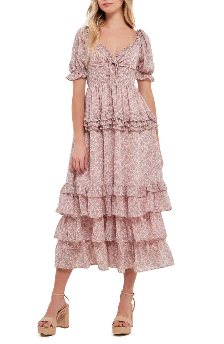 Free the Roses Ruffle Smocked Tiered Maxi Dress, Main, color, 