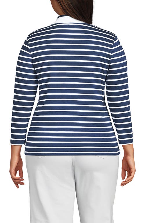 Lands' End 3/4 Sleeve Supima Cotton Polo Shirt In Blue