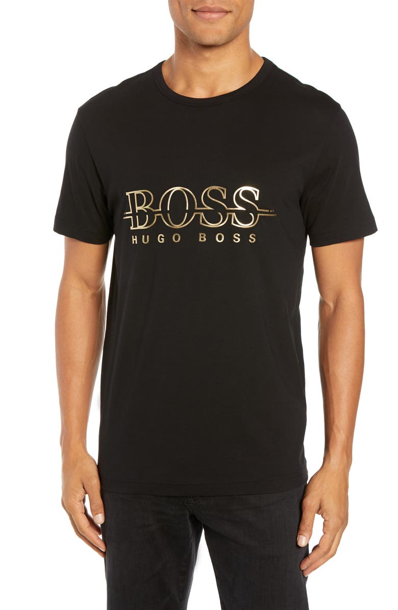 BOSS Regular Fit Gold Logo T-Shirt, Main, color, 