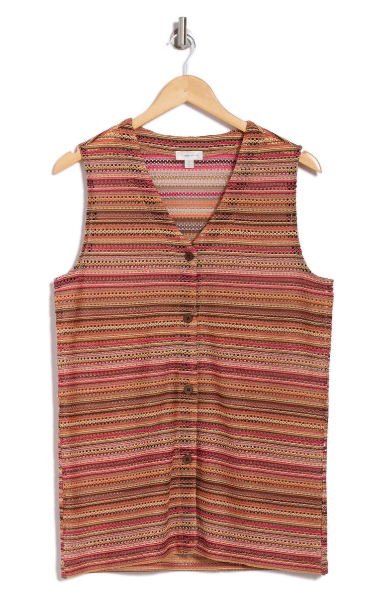 Gemma + Jane Woven Button Front Vest, Alternate, color, Brandy Brown