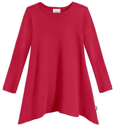 Girls Long Sleeve 100% Cotton Soft Jersey Shark Bite Tunic (Toddler, Little Kid, Big Kid)